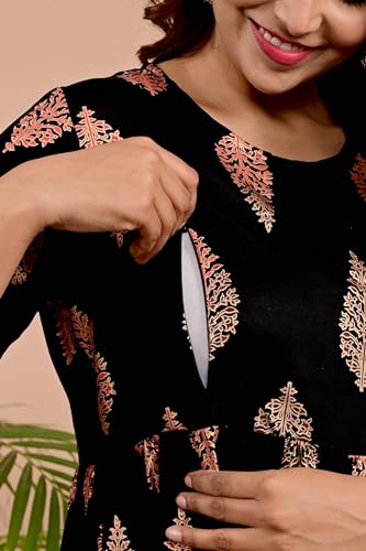 Image of Shantika Women's Maternity Dress Feeding Kurti with Zippers