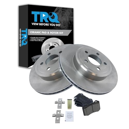 Image of TRQ Rear Brake Pad and Rotor Set Ceramic Vented Rotors Compatible with 2011 2017-2018 Dodge Challenger 2017-2018 Charger