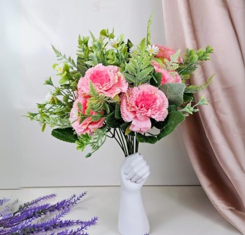 Image of SATYAM KRAFT 1 Bunch Artificial Carnation Flower Stick for Home Decor, Bedroom, Living Room, Balcony, Office Desk, Wedding, Marriage Decoration, Gift, Festival, Shelf & Corner Decoration (Light Pink)