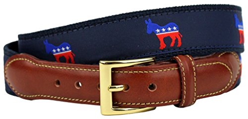 COUNTRY CLUB PREP Democratic Donkey Leather Tab Belt in Navy on Navy Canvas3