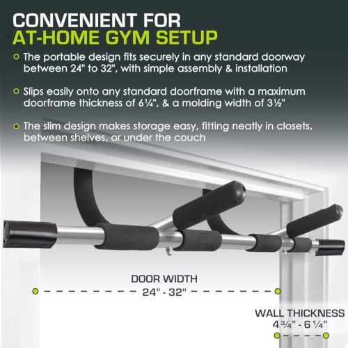 Image of ProsourceFit Foldable Pull Up Bar /Doorway Trainer for Multi Use Fitness & Home Gym Exercise