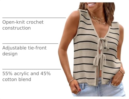 Image of LILLUSORY Womens Tie Front Tops Vacation Sweater Vest