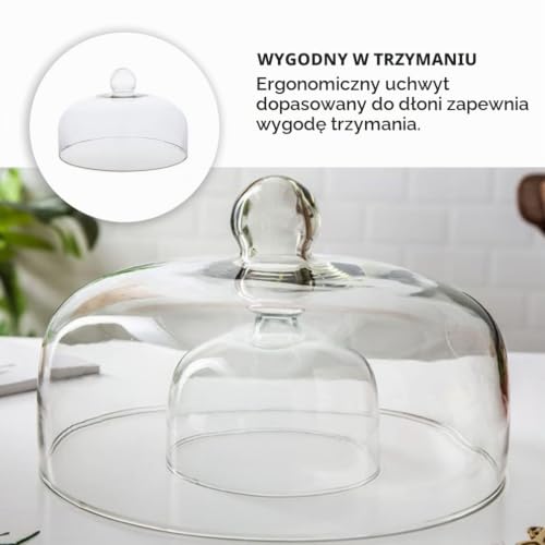 Szklana kopuła na ciasto okrągła przezroczysta kopuła Cloche pokrywa wystawowa na ciasto szklana pokrywa patelni do ciasta pokrywka talerza na żywność przezroczysta pokrywa na ciasta desery 26CM/761