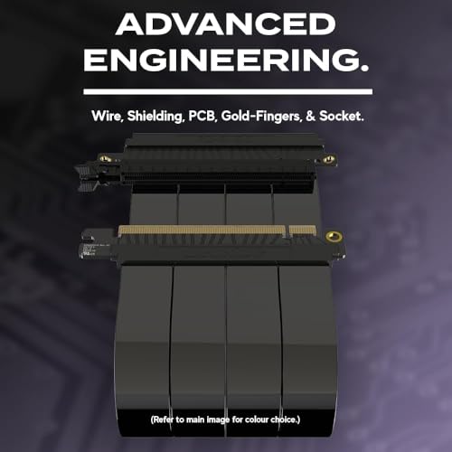 Image of LINKUP PCIE 5.0 Riser Cable | (Used) | for Vertical GPU Mount | ITX Single Reverse | Graphics Card GPU Ready | Usable with PCIe 4.0 & RX 9070 / RTX5090 | 24cm (Total Length: 27.5cm)