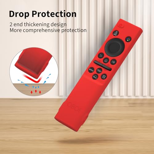 Image of Oboe Silicone Tv Remote Cover Compatible with Samsung Smart Tv Remote BN59-01311 Samsung QLED TV Remote Open Key Protective Case with Loop (I-Red) [Remote NOT Included]