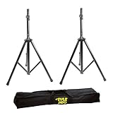 Pyle Universal Speaker Stand Tripod - Height Adjustable 8’+ ft Extra Tall Sound Equipment Mount For Speakers w/ 35mm Compatible Insert - Perfect for Home, On-Stage or In-Studio Use - PSTK103 (Pair)