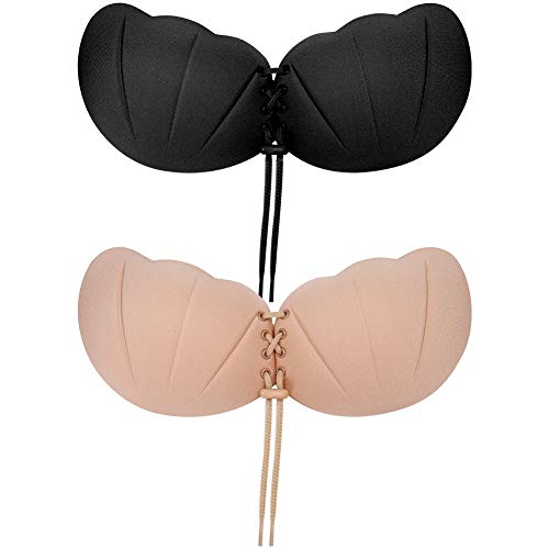 Soodooxoo Sticky Bra Push-up Bra Reusable Strapless Bra Invisible Bra 2PCS Cup B