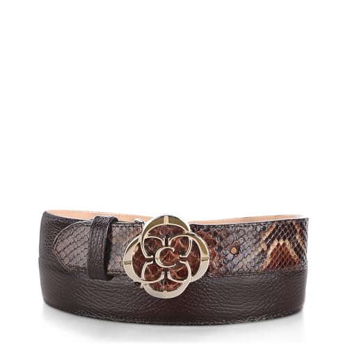 CUADRA Women's Belt Featuring a Unique blend of Genuine Python and Bovine Leather Brown CDA32PH