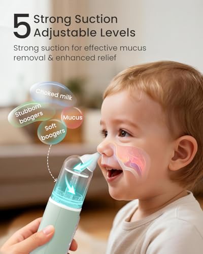 Image of GROWNSY Nasal Aspirator for Baby, 5 Suction Level & Cleaning Function,Green