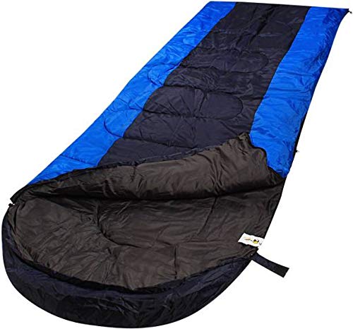 SHOPEE Branded All Seasons Waterproof Adult Sleeping Bag for Camping, Hiking and Adventure Trips - Size: Adult (220 x 70 cm) (Color -Grey with Blue)