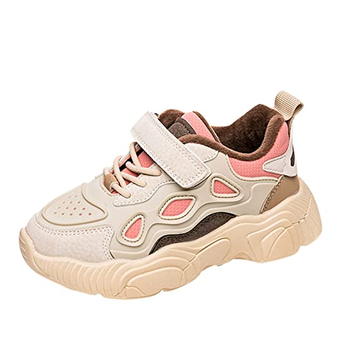 Fashion Autunmn Winter Children Sports Shoes Girls Boys Run Soft Warm Flat Bottom Non Slip Shoes for 10 Year Old Girls (White, 9-9.5 Years Big Kids)