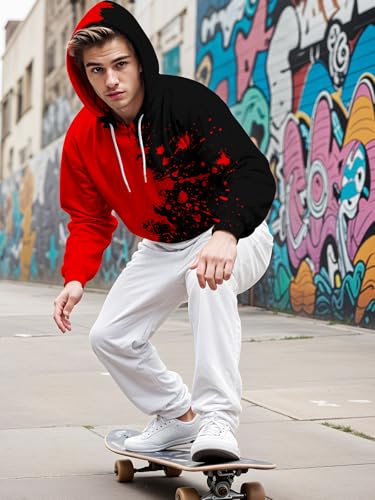 wangstar Graphic Hoodies for Men Sweatshirts Gifts Xmas Rapper Cool Things Novelty Stuff Black Red Pullover Hoodie Adult - Image 6