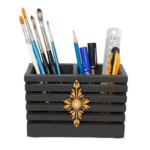 Image of Decorative Embossed Design Pencil and Pen Stand | Desk Organizer for Stationery Storage | Suitable for Office Desk, Study Table, Home and Workspace Use (Design 16)