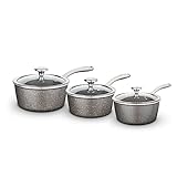 Tower T900200 Cerastone Pro Forged Aluminium 3 Piece Saucepan Set with Non-Stick Coating, Graphite