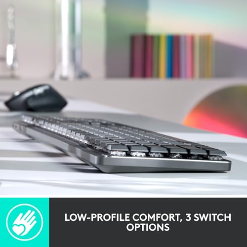 Image of Logitech MX Mechanical Wireless Illuminated Performance Keyboard, Tactile Quiet Switches + MX Master 3S Bluetooth Edition Wireless Mouse, No USB Receiver - Ultra-Fast Scrolling, Ergo, 8K DPI, Graphite
