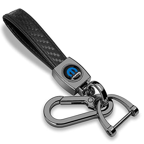 Ipick Image For Mopar Logo In Black On Real Carbon Fiber Loop-Strap Dark Gunmetal Hook Key Chain #TOP22