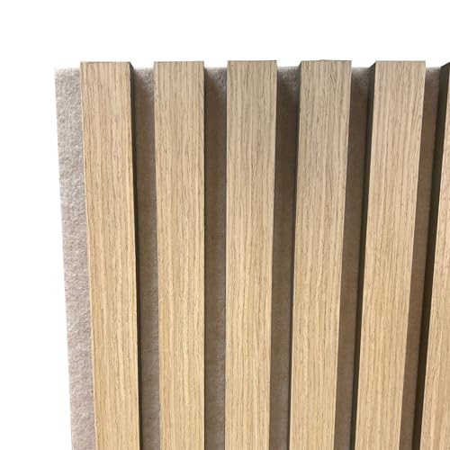Masquepack – Panel Acústico Decorativo de Madera Roble Natural MDF 240x60 cm - Paneles Decorativos para Pared, Absorción de Sonido y Diseño Moderno (240x60 cm - Beige, 1)