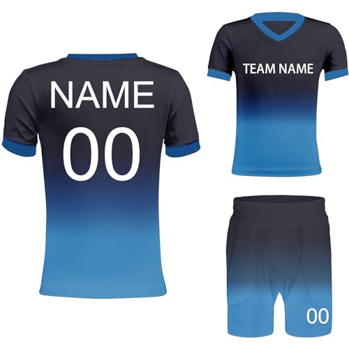 Custom Soccer Jersey, Kids Boys Personalized Soccer T-Shirts with Team Name, Number (Navy&Royal)