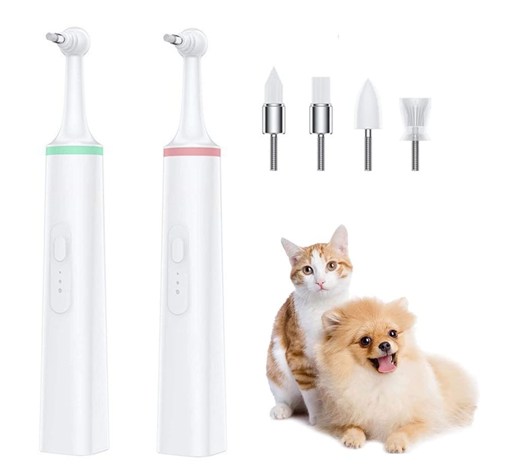 Cepillo De Dientes EléCtrico para Mascotas De 2 Piezas, Herramienta De Blanqueamiento Limpio para Dientes De Gato Y Perro para Razas Grandes Y PequeñAs
