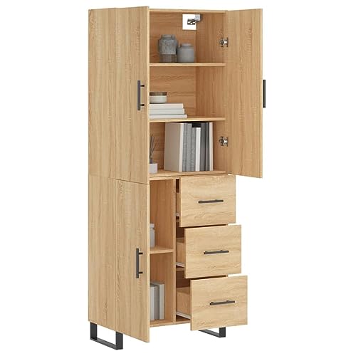 Mueble de madera Sonoma Roble de alta durabilidad: armario alto con puertas y patas metalicas 4