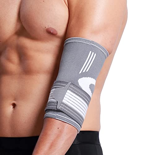 Neotech Care Elbow Brace Support Sleeve - Elastic & Breathable Fabric - Adjustable Compression Strap/Band - For Men, Women, Right or Left Arm (Grey Colour, Size L, 1 Unit) - Image 5