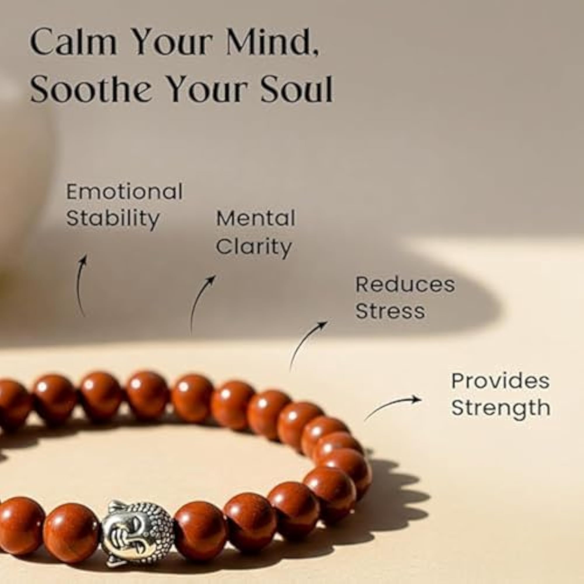 Natural Red Jasper 8mm Round Beaded Bracelet, Unisex Gift