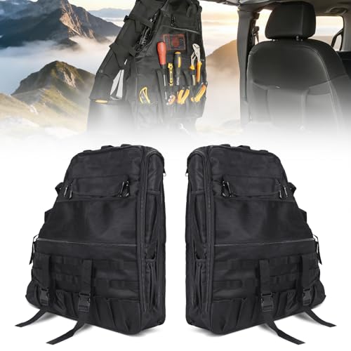 SUPAREE Roll Bar Storage Bags 2-Pack For 1997-2026 Je-ep Wrangler JK TJ LJ & JL Unlimited 4-Door Multi-Pocket Organizer With Cargo Cage & Saddlebag Tool Kit Black