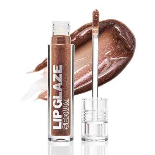 Palladio Lip Glaze Serum, Hydrating Lip Gloss with Peptides & Hyaluronic Acid for Plump, Smooth, and Nourished Lips – Vegan, High-Shine, Non-Sticky Finish (Mocha Martini)