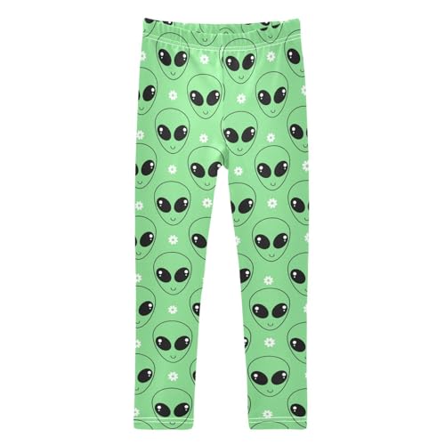 Girls Leggings Soft Toddler Ankle Length Bottoms Alien Kids Dance Yoga Pants 4-10 Years