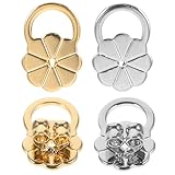 LOLIPPYY Topes para Pendientes de Aleación 8 MM Diseño de Flor de Ciruelo Cierre Seguro para Pendientes de Botón 4 Piezas 2 Dorados y 2 Platino Accesorios para Fabricación y