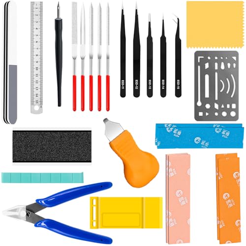 Yauhar 28Pcs Hobby Building Tools Kit, Modeler Basic Tools Craft Set for Gundam Model Building Assembling Repairing