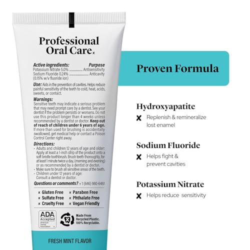 Made by Dentists Professional Enamel Rebuilding Toothpaste - 2 Pack - Remineralizing Nano Hydroxyapatite Toothpaste with Sodium Fluoride, ADA Approved, Vegan, 2 x 4.2oz