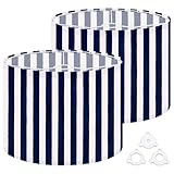 Drum Lamp Shades Navy Blue White Stripes Seamless Vertical navy blue white stripes Lampshade for Floor Lamps Table Lamp Pendant Light Linen 13'x13'x10' Replacement Large Lampshades