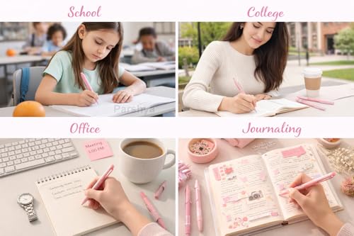 Image of KiddieWorld 5Pcs Soft Grip Gel Pen Set 0.5mm Fine Tip Smooth Writing Pens Cute Aesthetic Pink Or Green Gel Pens for School College Office Journaling Gift for Kids Girls Stationery Lovers