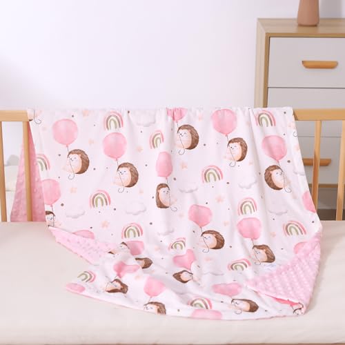 Image of Baby Nursery Bed Blankets Ultra Soft Double Layer Mini Blanket Minky Blanket Receiving Blankets Shower Gifts(Hedgehog,45 * 60in)