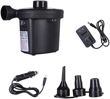 MOXUAN Electric Air Pump Air Mattress Pump Toy Exercise Ball, Portable Quick-Fill Air Pump with 3 Nozzles,110-120V AC/12V DC, Perfect Inflator/Deflator Pumps for Outdoor Camping, Swimming Ring