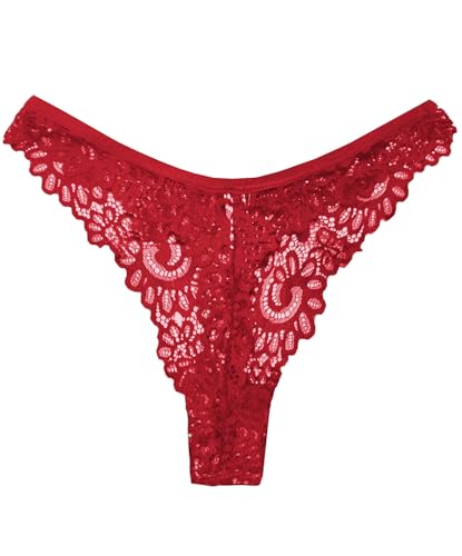 Image of Murimia Sexy Seamless Thongs for Women Lace Underwear Breathable Low Rise T-Back Panties