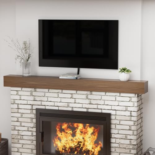 POPRHINO Fireplace Mantel Shelf, 80" Handcrafted Solid Wood Floating Shelf