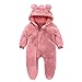 Children's Boys and Girls Outfit Fashion Fleece Romper Long Sleeve Loose Coat Bear Hooded 2025 Winter Jumpsuit Pink