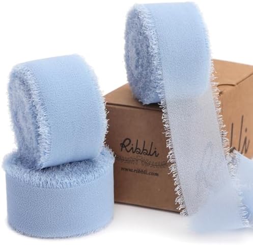Amazon.com: Ribbli Light Dusty Blue Ribbon 1 Inch x 3 Rolls Total 24 ...