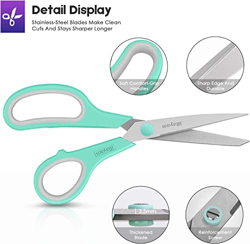 Image of iBayam 24-Pack 8 inch Heavy Duty Scissors in Bulk, Ultra-Sharp, Comfort Grip