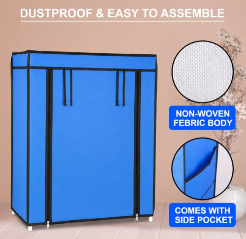 Image of Zest 4 Toyz 4 Shelf Shoe Rack for Home with Zip Door Cover & Side Pockets Shoe Stand Multipurpose Storage Rack for Footwear Toys Clothes with Dustproof Cover (Blue)