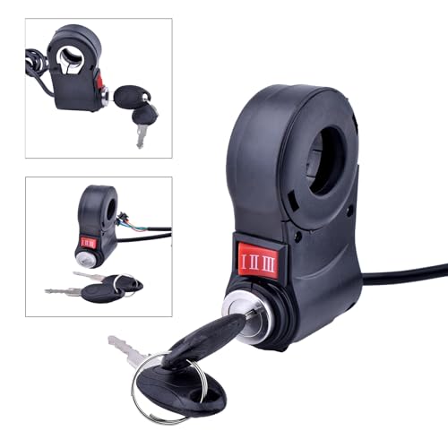 Image of Universal 3 Speed Switch 12V-96V Key Ignition for Ebike 5 Wires Ebike Key Ignition 22mm 7 /8in Handlebar Switch Shift Electric Bike Ignition Key Replacement Electric 3 Speed Module Switch Shift