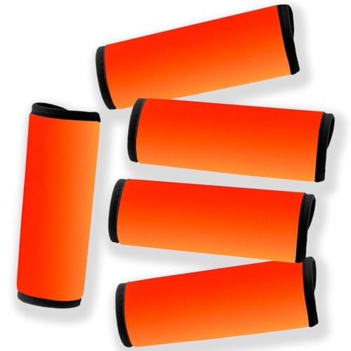 Image of Neoprene Luggage Handle Wraps for Suitcase Unique Neon Orange Luggage Identifiers /Tag /Marker (Fluorescent Orange(5 Pack))
