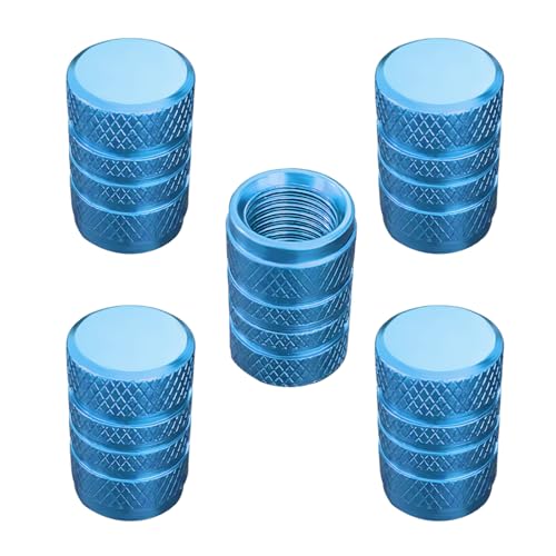 Ohleats 5 PCS Car Tire Valve Stem Caps, Anti-Corrosion Aluminum Alloy Tyre Air Valve Caps, Leak-Proof Tires Air Caps Cover for Auto SUV Truck Motorcycle Bike, Car Accessories (Sky Blue)