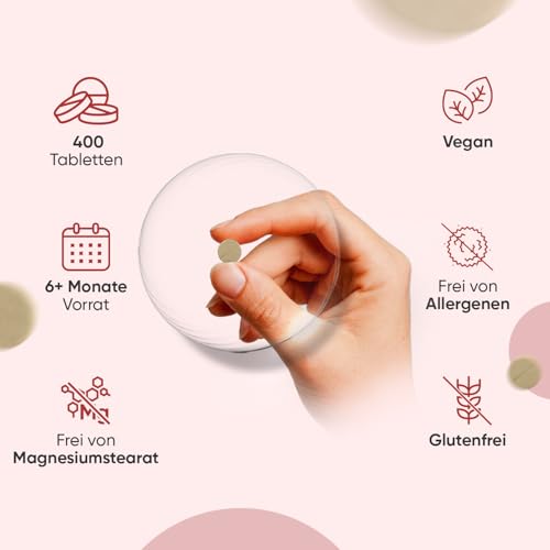 Eisentabletten - 400 vegane Tabletten - Eisen trägt zu einem normalen Energiestoffwechsel bei (EFSA) - 2 Tabletten pro Portion - 28mg Iron pro Tag - 6+ Monate Vorrat - Eisenbisglycinat - WeightWorld