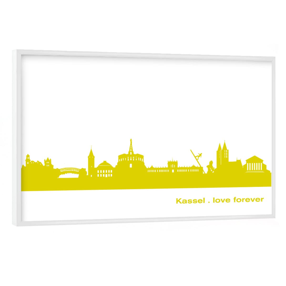 artboxONE Poster mit weißem Rahmen 75x50 cm Städte Kassel 06 Skyline Spring-Green Print Monochrome - Bild Kassel
