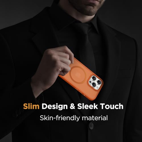 Image of Miracase Magnetic for iPhone 16 Pro Max Case, 6.9 inch, Slim, Orange | Compatible with MagSafe, Translucent Matte, Military-Grade Protection, Anti-Fingerprint, Shockproof Protective Phone Cover