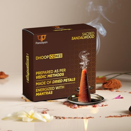 Image of Dry Dhoop Cones | 80 Cones | Pack of 4 | Fragrance Sandalwood | Bambooless Dhoop Cones for Pooja Organic Dhoop Batti Incese Cones for Puja and Home