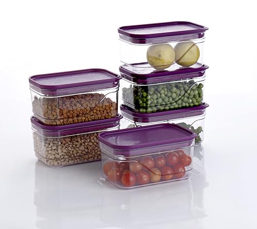 Image of Xiran Airtight Fridge Storage Boxes, Kitchen Containers with Lid Fridge Storage Containers, Kitchen Accessories Items, Plastic Kitchen Organizer Storage Set for Vegetables, Fruits(800ML, Pack of 6)